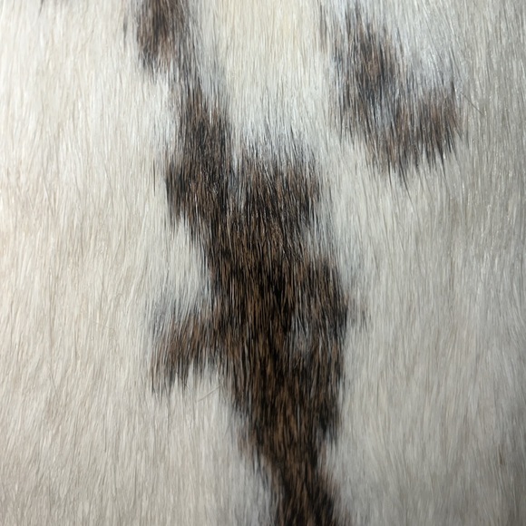 Vintage genuine rabbit fur cream tan brown mid length coat - Picture 3 of 17